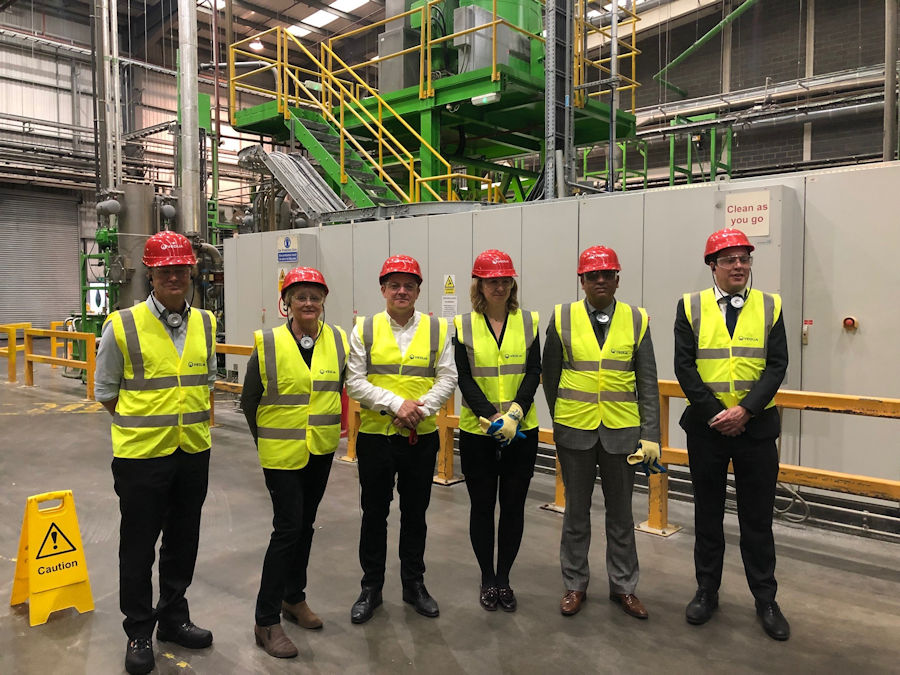 Anne Main MP leads a delegation of MPs to the Veolia plastics recycling plant in Dagenham