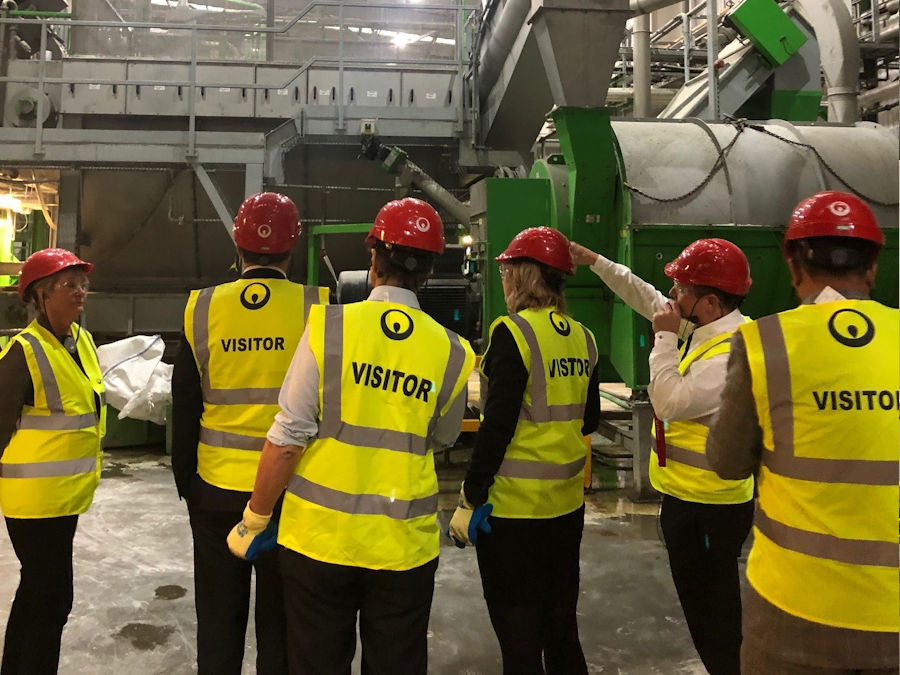 Anne Main MP leads a delegation of MPs to the Veolia plastics recycling plant in Dagenham