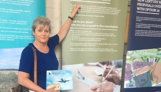 Anne Main attends the Luton Airport consultation event at the Jubilee Centre