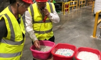 Anne Main MP leads a delegation of MPs to the Veolia plastics recycling plant in Dagenham